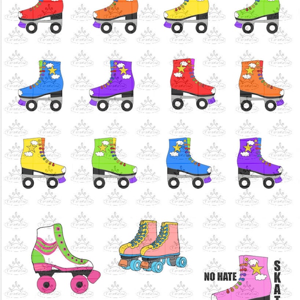 Roller Skate Print Your Own Sticker Page Digital Download