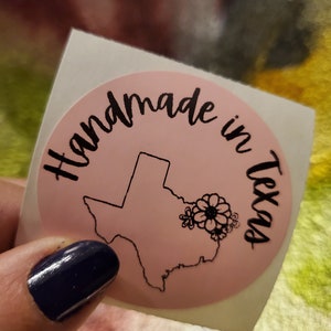 PNG Sticker Download - Handmade in Texas - Small Business Sticker Printable Download - Thermal Printer Sticker design