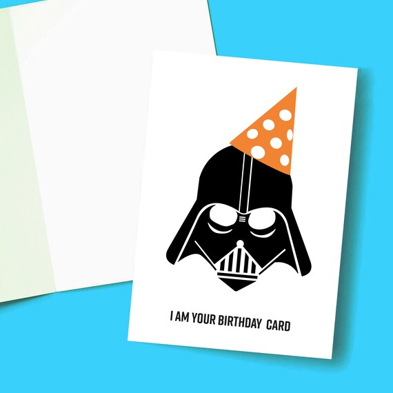 Star Wars Theme Birthday Card Start Wars Darth Vader Etsy