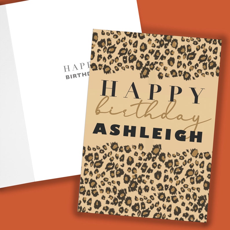 Leopard Print Birthday Card Personalised Birthday Card for | Etsy