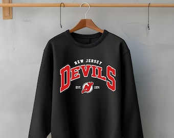 NEW JERSEY Devils Crewneck Sweatshirt, New Jersey Devils Shirt, New Jersey Devils Hoodie, Vintage 90s