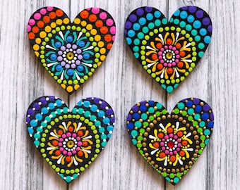 Mandala Magnet, Hand painted Fridge magnet, Boho fridge magnets, Magnets set, Colorful Rainbow Magnets, Kitchen Decor, gift ideas for mom