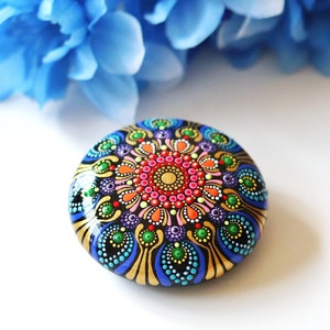 Mandala Stone, Dot Mandala, Painted Rock, Paperweight, Boho Decor, gift for her, Mandala Rocks, Hand Painted Stone, gift ideas for mom