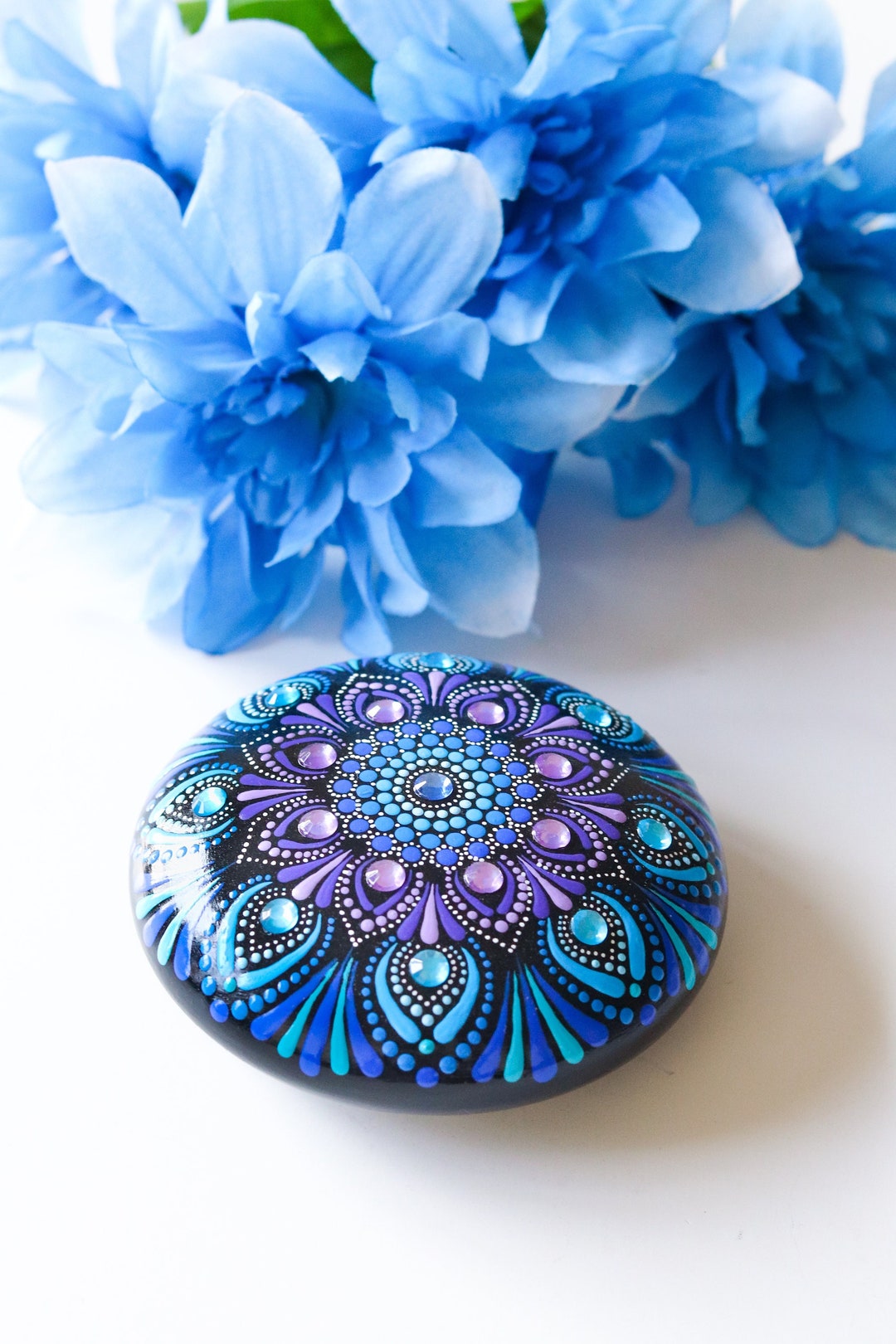 Large Mandala Stone, Dot Mandala, Painted Rock, Boho Decor, Gift for ...