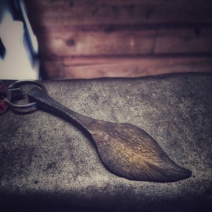 Hand Forged Leaf Pendant or Key Chain/leaf pendant with brass finish/blacksmith leaf?Leaf Keychain