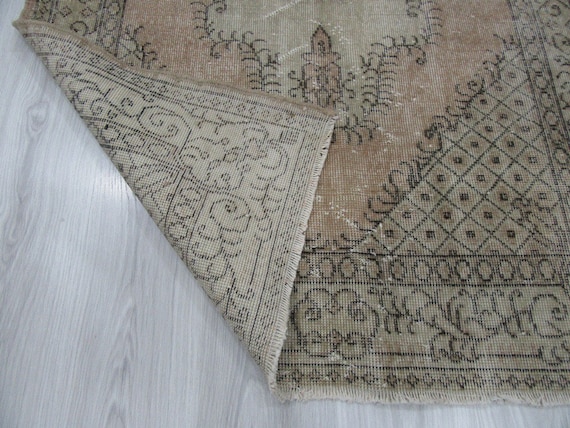 ウォッシュ加工されたヴィンテージトルコラグ 3.10 x 7.2 フィート