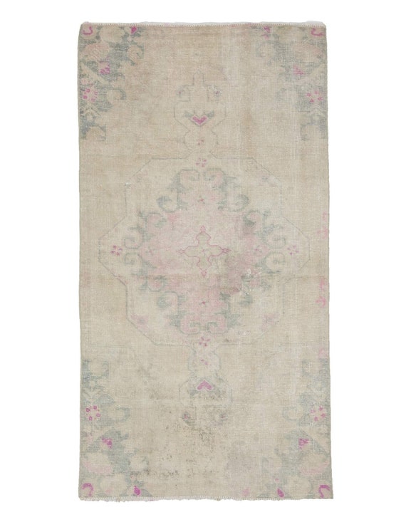 ヴィンテージ ウォッシュド アウト トルコ ラグ 3.8 x 7.0 フィート