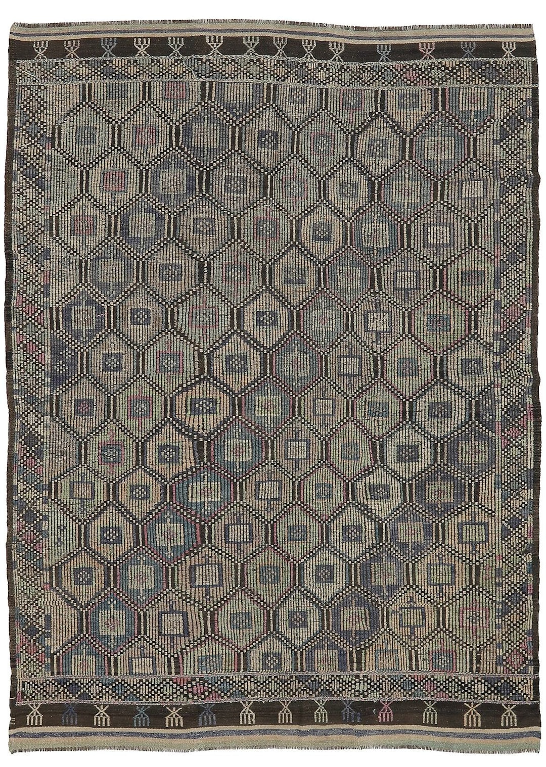 ヴィンテージ刺繍トルコキリムラグ - 6.1 x 8.10 - Etsy 日本