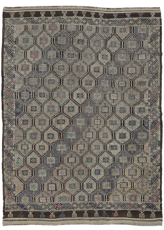 値下げ！キリム ラグ ビンテージハンドメイド ヴィンテージ刺繍トルコキリムラグ - 6.1 x 8.10 - Etsy 日本