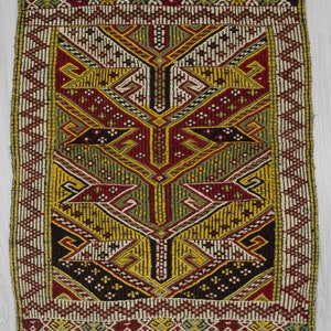 Vintage embroidered Turkish kilim rug 2.11 x 3.9 ft