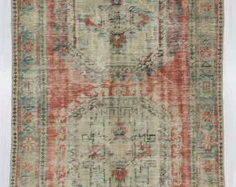 Vintage Oushak Rug 4.1 x 10.7 ft