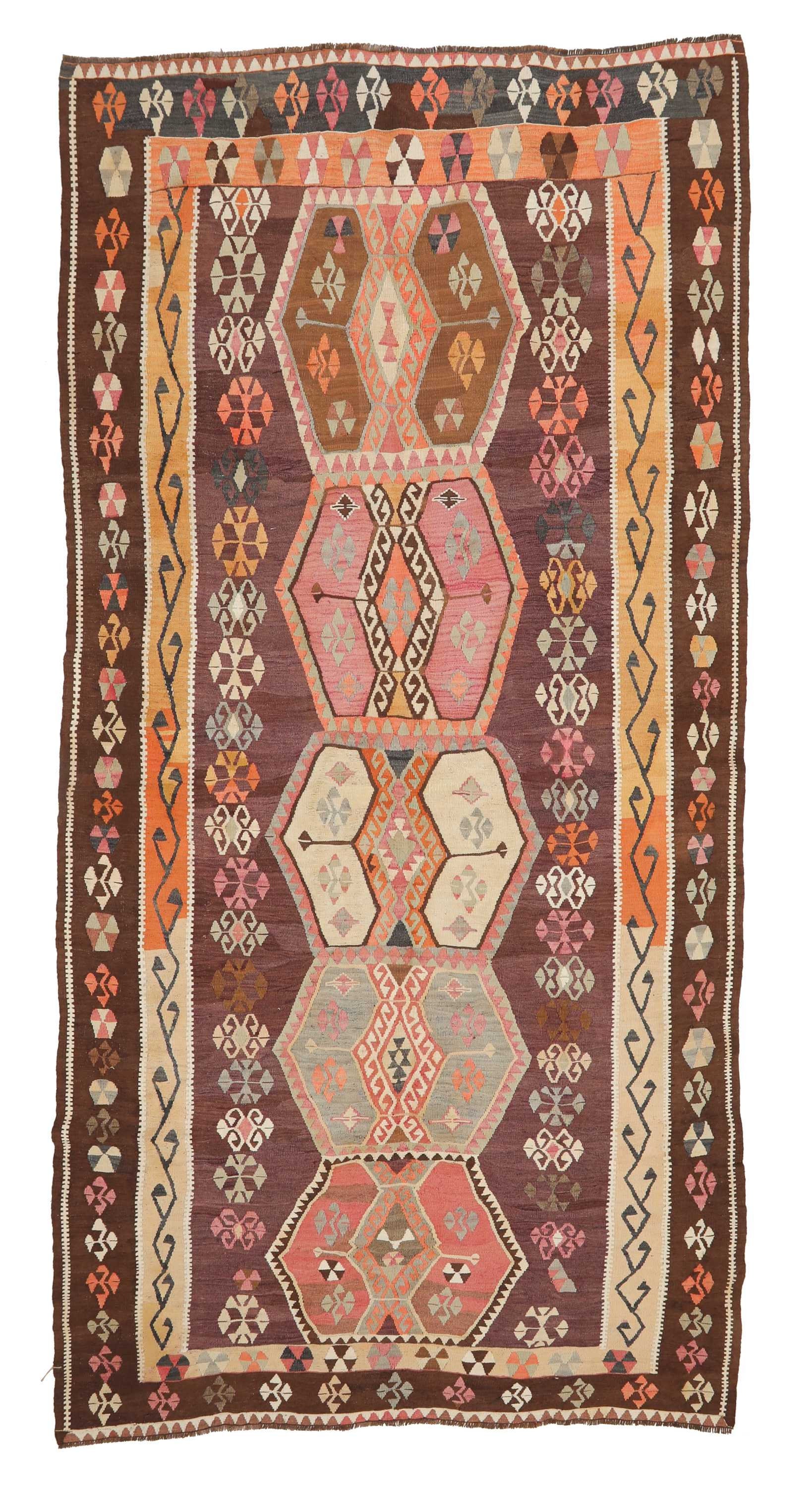 Unique Vintage Turkish Kilim Rug - 6.3 x 11.11