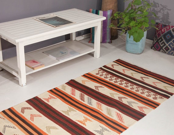 ヴィンテージ トルコ キリム ランナー ラグ - 3.1 x 11.4 - Etsy 日本