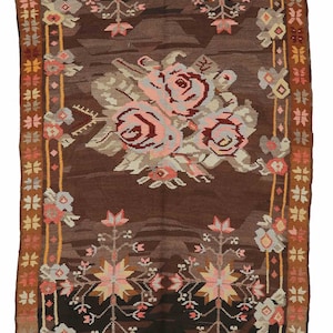 Floral Vintage Kars Kilim Rug - 4.7 x 10.0