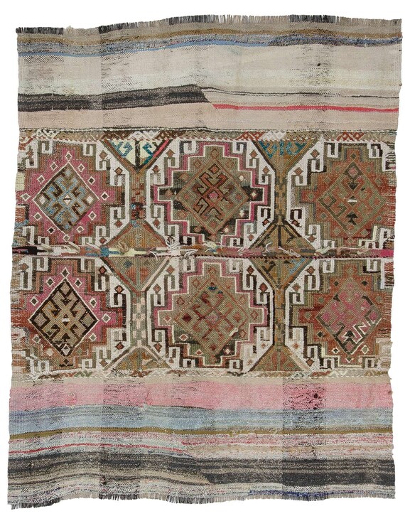 ヴィンテージ ユニーク トルコ キリム ラグ - 4.6 x 5.8 - Etsy 日本