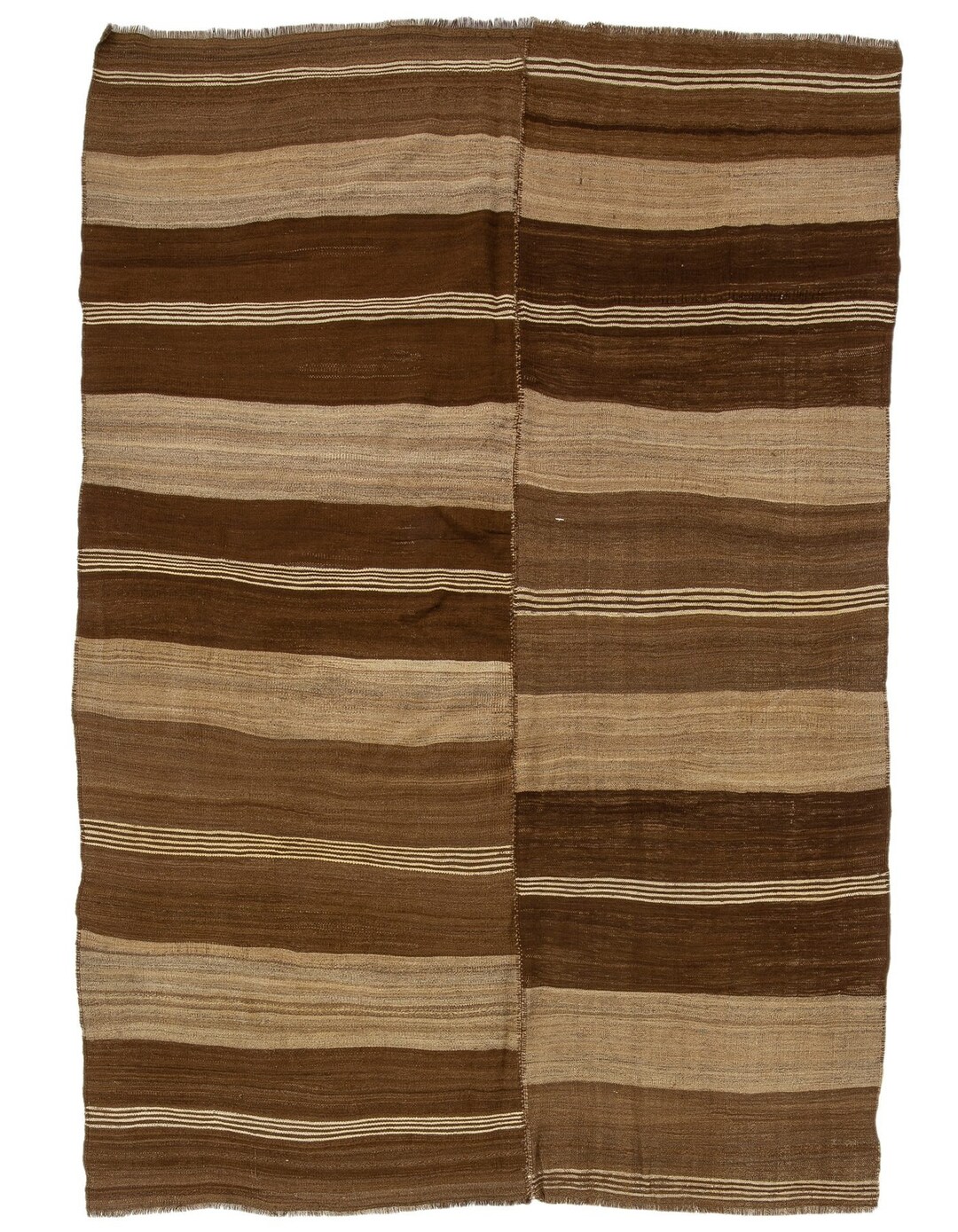 ブラウンナチュラル手織りヴィンテージキリムラグ - 6.7 x 9.8 - Etsy 日本