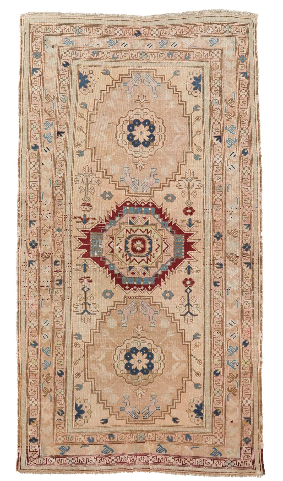 ヴィンテージ ウォッシュド アウト コーカサス ラグ - 4.8 x 8.4