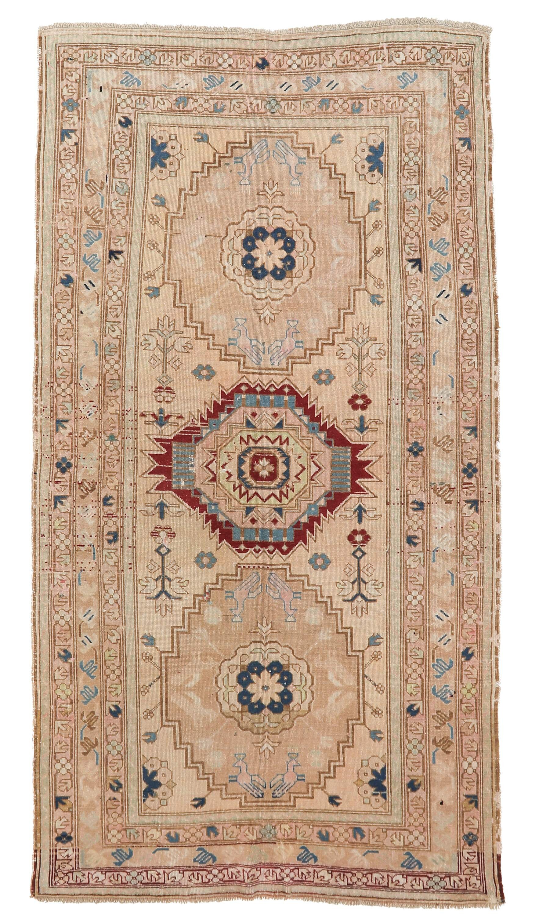 ヴィンテージ ウォッシュド アウト コーカサス ラグ - 4.8 x 8.4