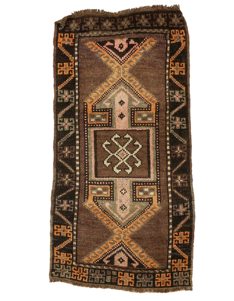 Vintage Mini Decorative Turkish Rug 1.9 x 3.4