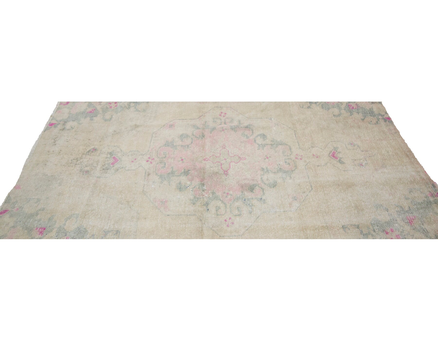 ヴィンテージ ウォッシュド アウト トルコ ラグ 3.8 x 7.0 フィート