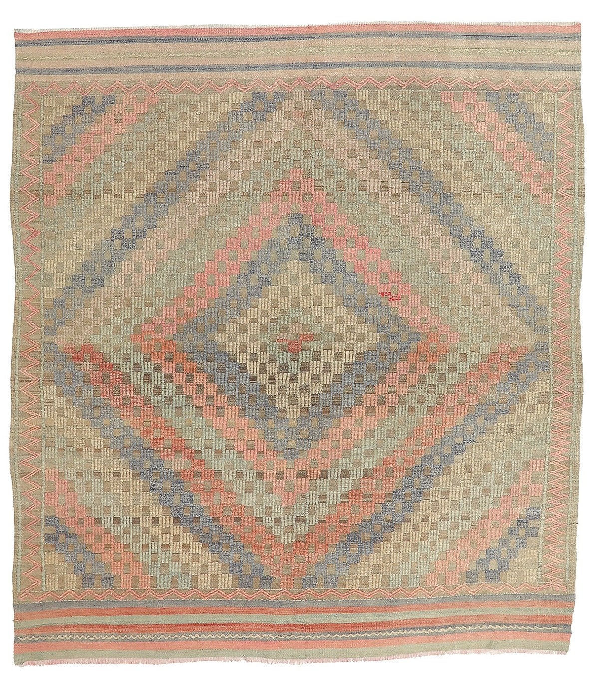 色あせたヴィンテージ刺繍キリムラグ - 6.2 x 7.7 - Etsy 日本