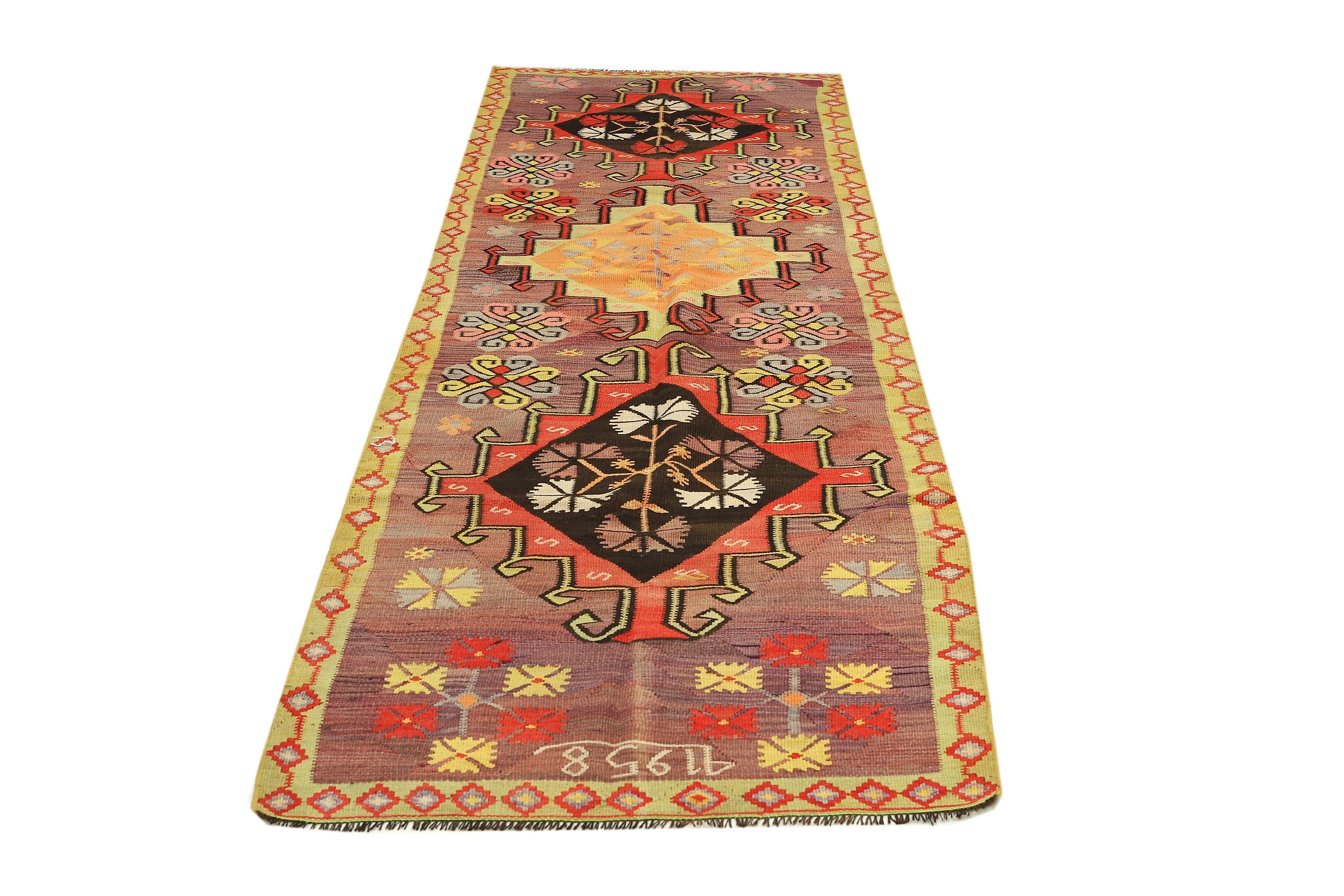 ヴィンテージ カラフル キリム ランナー - 2.11 x 10.9 - Etsy 日本
