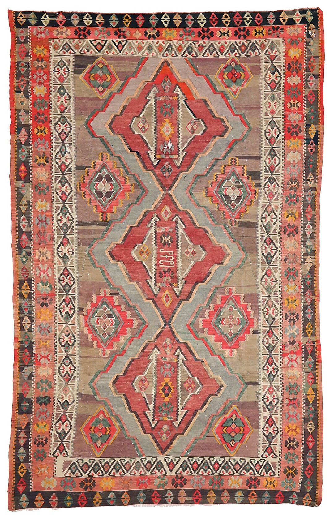 ヴィンテージラグ　トルコラグ　キリム 大型ヴィンテージ トルコ キリム ラグ - 7.3 x 12.6 - Etsy 日本