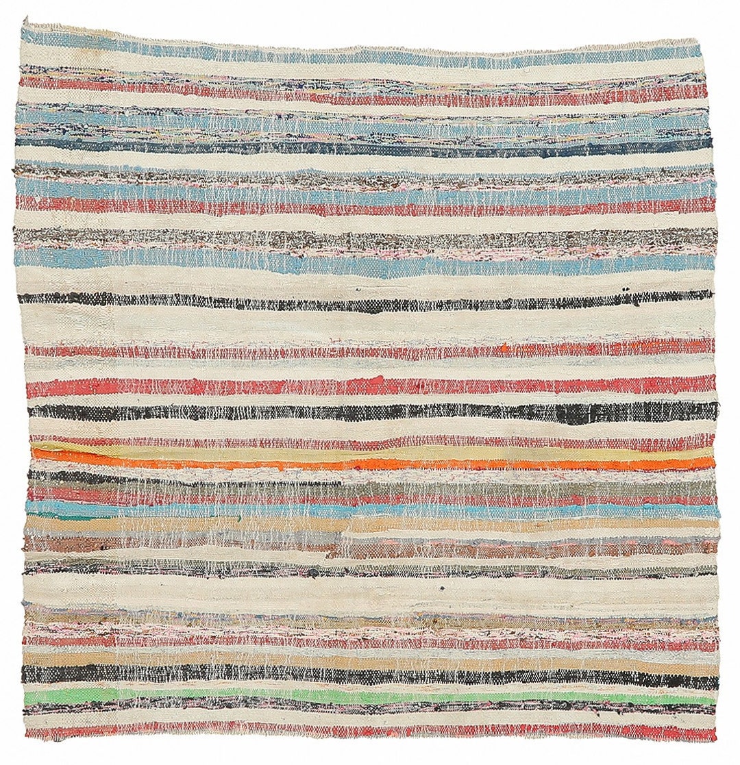 Square Rag Rugs Striped Square Vintage Rag Rug - 4.8 X 4.8 - Etsy