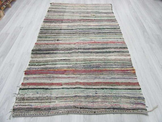 Vintage Striped Turkish Rag Rug 5.4 X 9.1 Ft - Etsy Finland