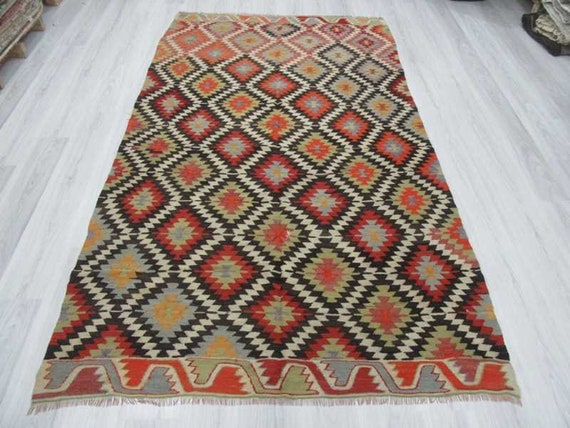 キリム ラグ ビンテージ ハンドメイド トルコ産 オールドキリム トルコ 手織り ヴィンテージ ラグ 110x80cm
