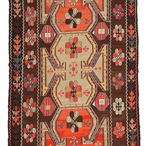 Alfombra kilim turca grande decorativa vintage - 7.1 x 14.11