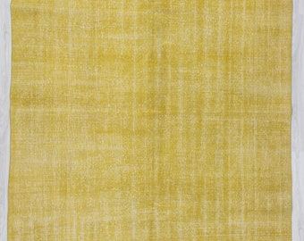 Yellow Vintage Plain Turkish Rug 7.11 x 10.11 ft
