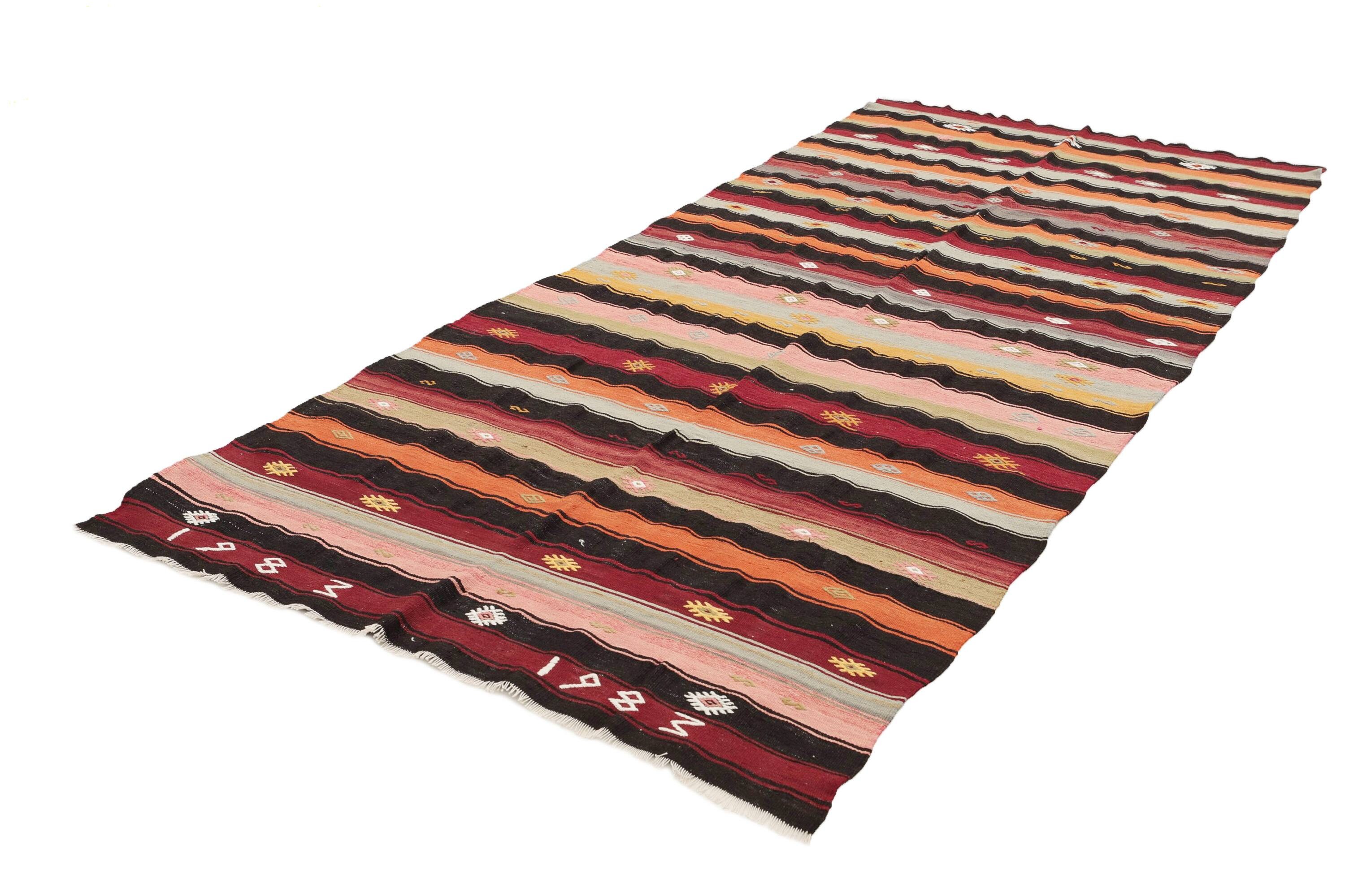 Striped Colorful Kilim Rug 5.2 X 10.10 Etsy UK