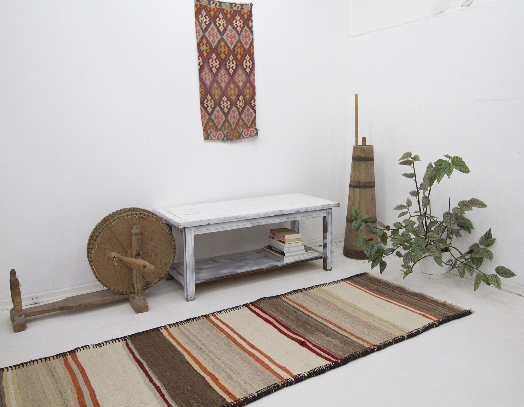 モダンヴィンテージキリムランナーラグ - 2.9 x 10.9 - Etsy 日本