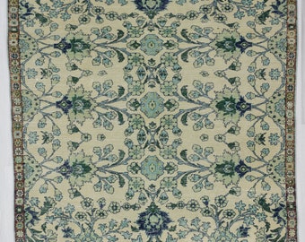 Vintage Art Deco, Floral Oushak Rug 6.2 X 8.4