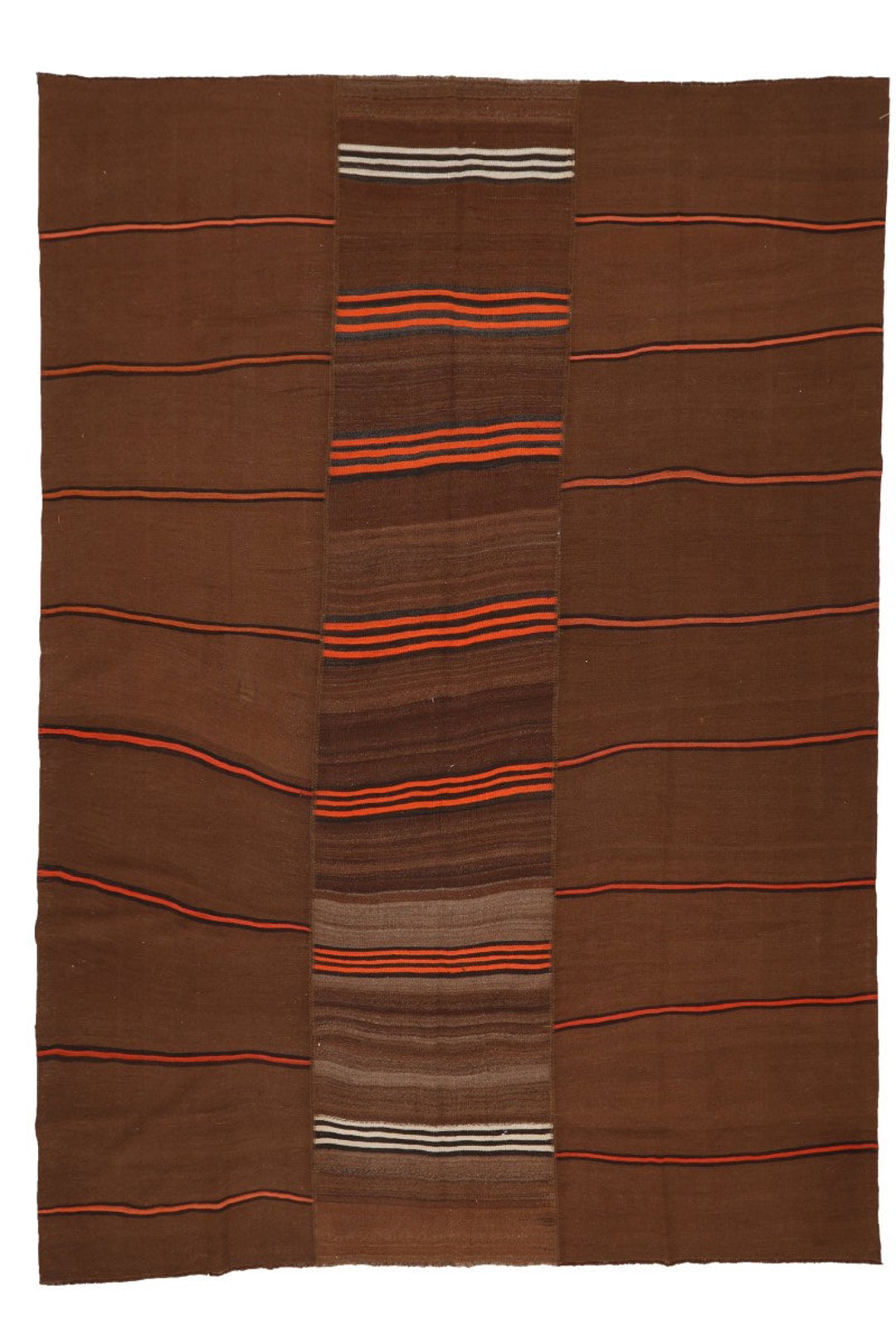 ブラウンオレンジの大型キリムラグ - 8.4 x 11.3 - Etsy 日本