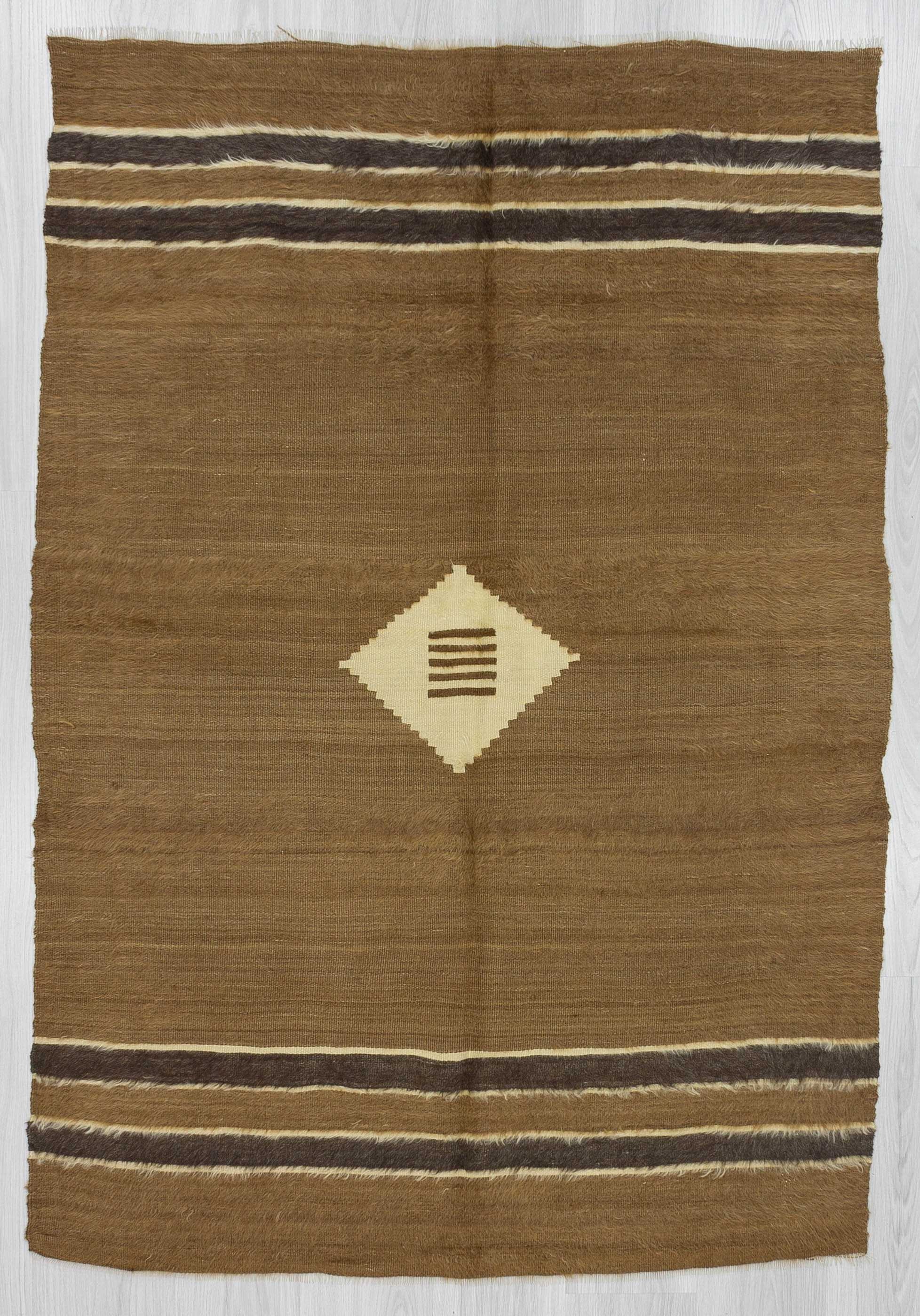 Vintage Brown Camel Hair Blanket Kilim Rug 4.1 X 5.11 Ft Etsy