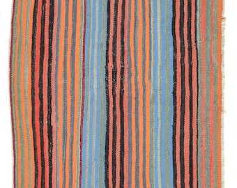 Small Colorful Striped Kilim Rug - 3.3 x 4.7
