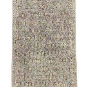 Vintage Faded Cotton Embroidered Kilim Rug 6.4 x 10.1 ft