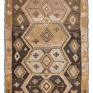 Alfombra Kilim turca vintage de gran tamaño - 7,5 x 15,5