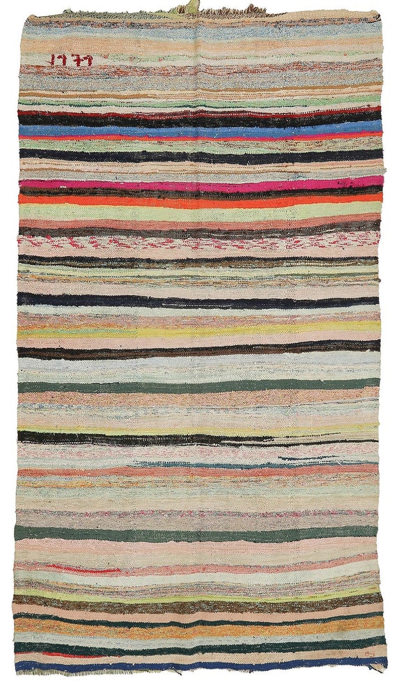 ラグ VINTAGE 70's COTTON STRIPED FRINGE RUG Striped Vintage Decorative Rag Rug - 5.8 X 10.0 - Etsy