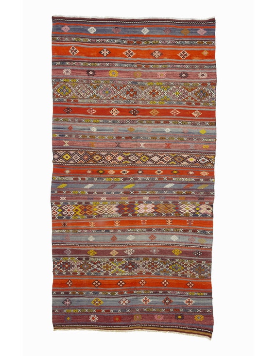 Embroidered Vintage Turkish Kilim Rug - 6.2 X 11.9 - Etsy