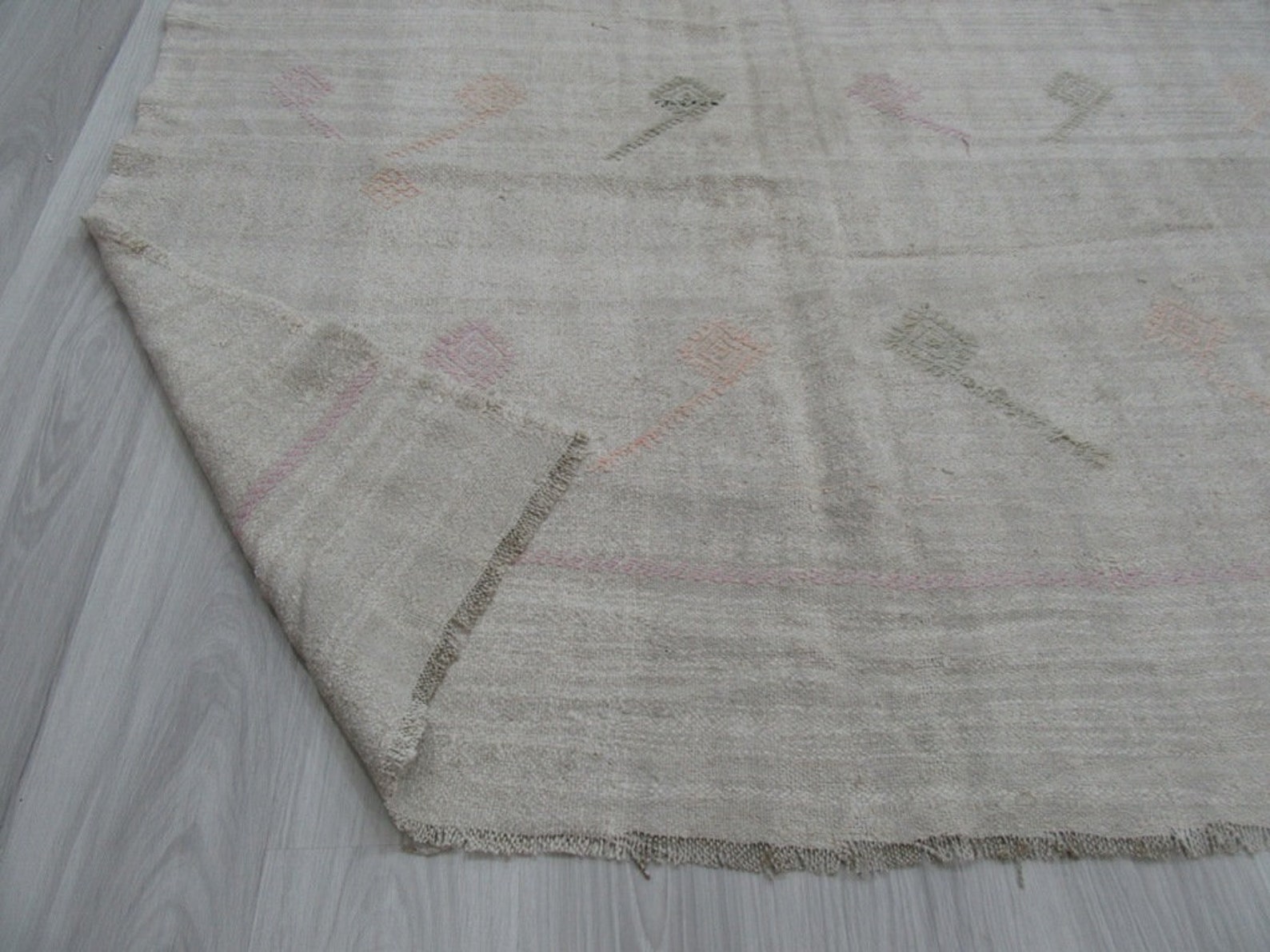 Vintage Embroidered Turkish Hemp Kilim Rug 6.3 X 10.8 Ft Etsy