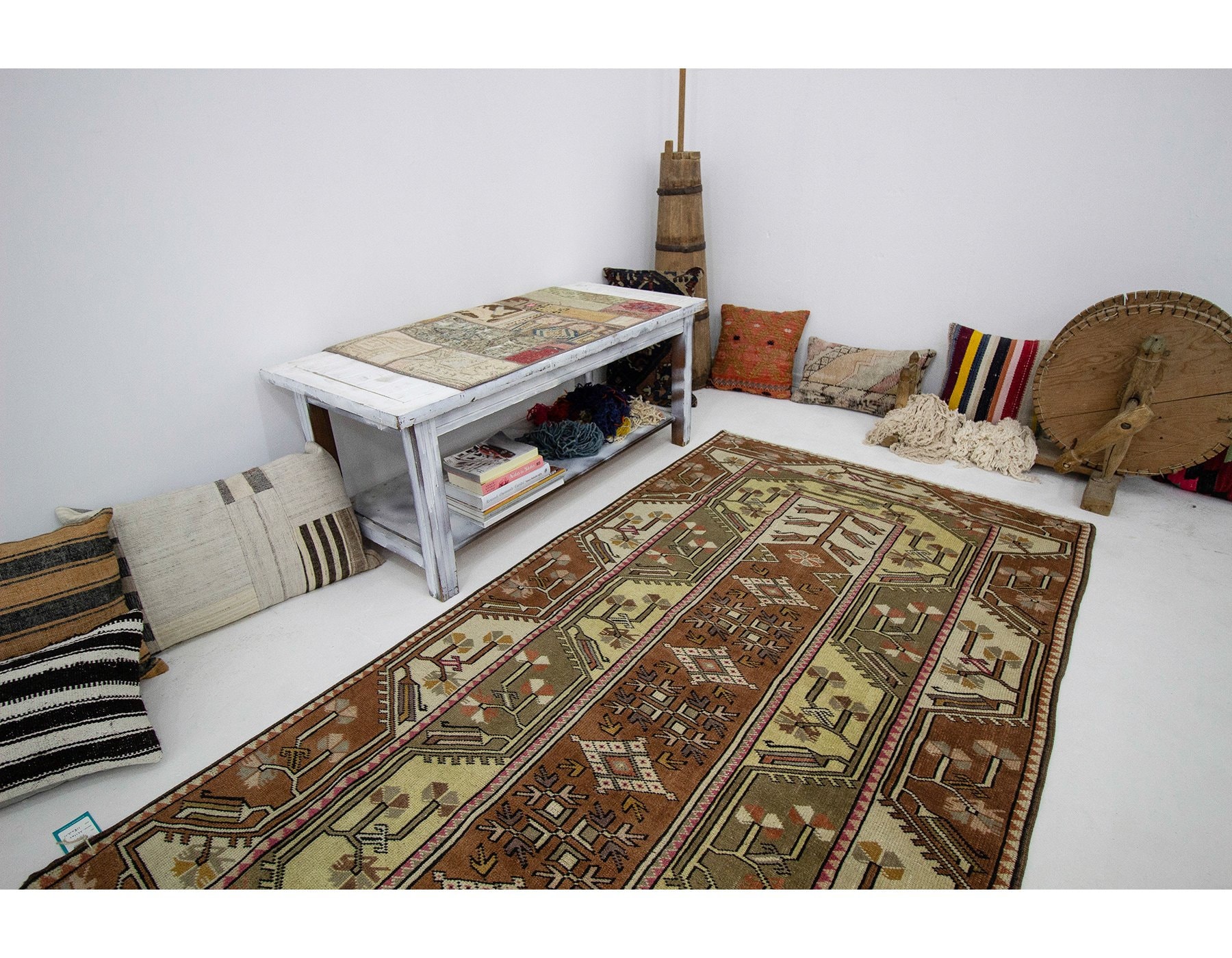 ヴィンテージ トルコウール ミラス ラグ - 3.10 x 6.11 - Etsy 日本