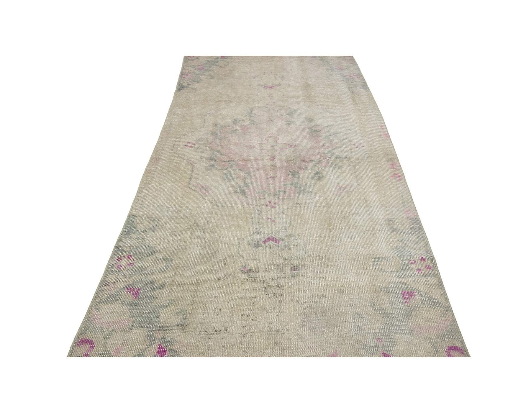 ヴィンテージ ウォッシュド アウト トルコ ラグ 3.8 x 7.0 フィート