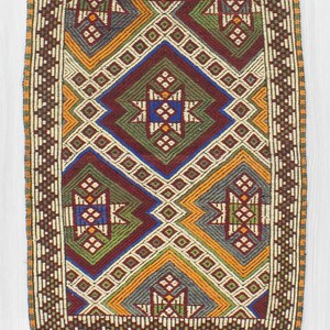 Vintage Embroidered Small Kilim Rug 2.5 x 3.6 ft