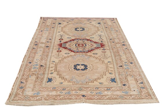 ヴィンテージ ウォッシュド アウト コーカサス ラグ - 4.8 x 8.4