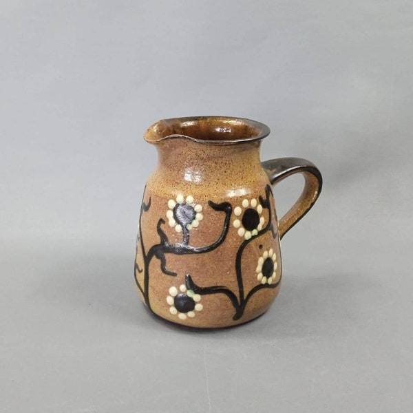 Studiokeramik Krug - Luise Duncker, Lübeck - 70er - Braun - Blumendekor - West German Pottery - Ceramic Jug - 70s - Brown - Flower Decor