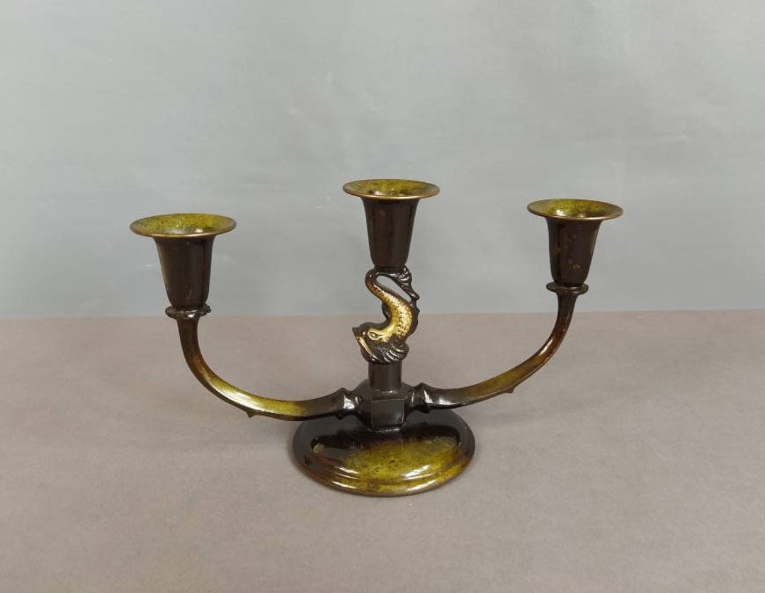 Art Deco Bronze Candle Holder Candelabra by Ægte Ildfast