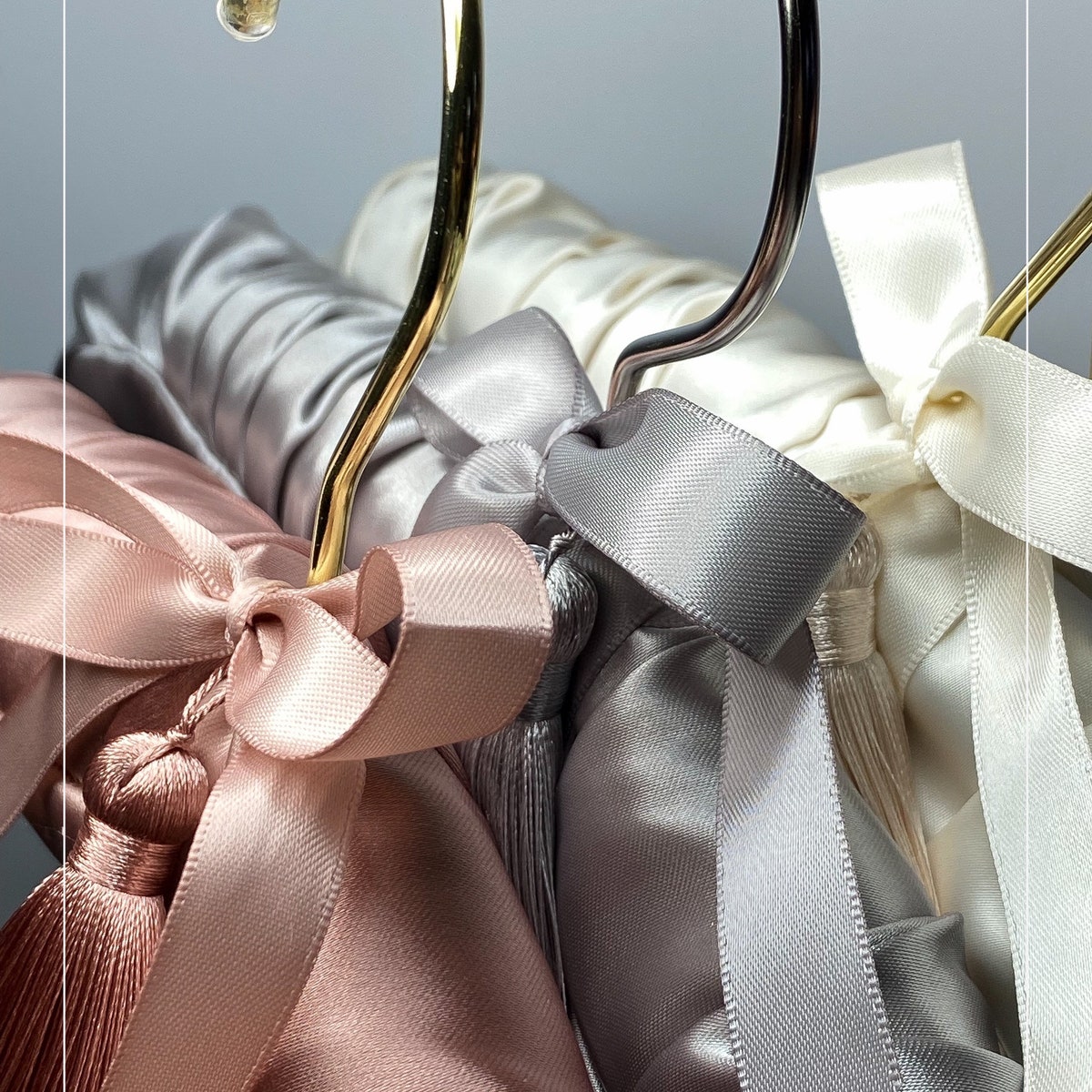 Personalized Bridal Hanger, Luxe Satin Wedding Dress Hanger, Embroidered, Well Padded With Ribbon, Bow, Tassel and Premium Hanger Charm - Etsy